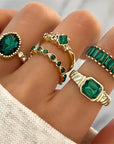 Noélisse | Emerald Gold Ring Set