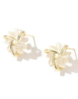 Courtney | Moon Opal and Petal Earrings in Gold