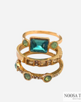 Jasmine | Vintage Blue Crystal Ring Set