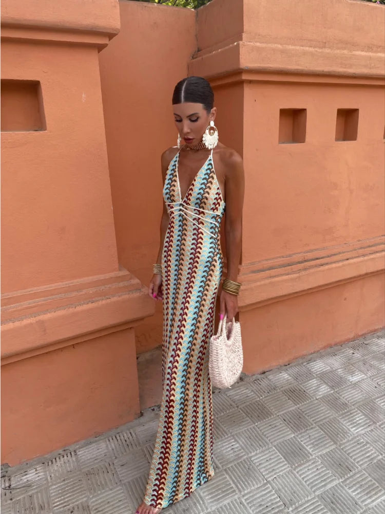 Roxanne | Halter Dress with Exposed Back