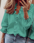 Maisie | Ruffled V-Neck Long Sleeve Blouse