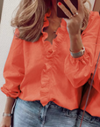 Maisie | Ruffled V-Neck Long Sleeve Blouse
