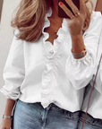 Maisie | Ruffled V-Neck Long Sleeve Blouse