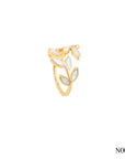 Diora | Adjustable Gold Ring With White Opal Leaf