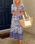 Arie | Elegant Floral Dress With V-Neck