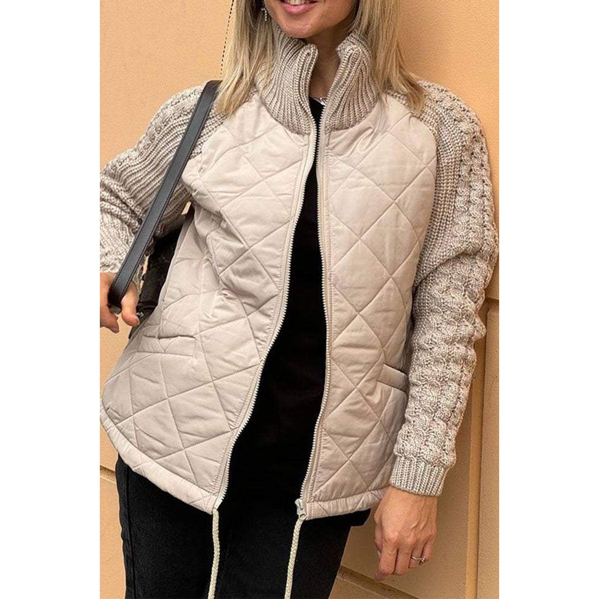 Cynthia | Quilted Jacket with Knit Detail