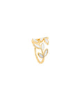 Diora | Adjustable Gold Ring With White Opal Leaf