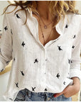 Kaia | Bird Print Long Sleeve Shirt