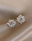 Courtney | Moon Opal and Petal Earrings in Gold