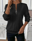 Siera | Textured Quarter Zip Pullover