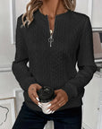 Siera | Textured Quarter Zip Pullover